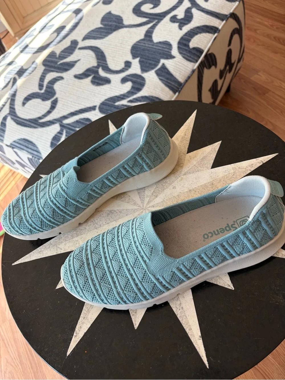 Spenco Aqua Blue Knit Slip-On Espadrilles